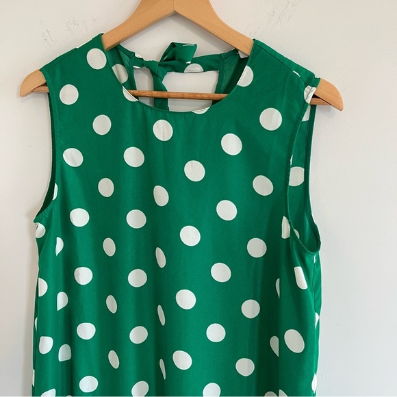 Cooper St Ditsy Polka Dot A-Line Ruffle Hem Shift Dress green and white Size M - Picture 3 of 13